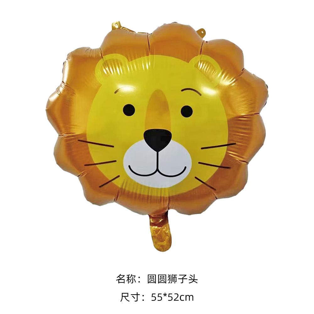 Forest jungle animal head aluminum film foil balloons giraffe tiger lion panda animal head balloons helium party