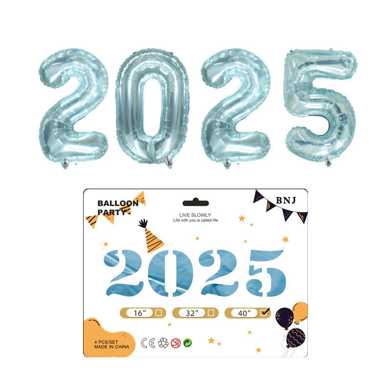 2025 Happy New Year  Giant  Foil Helium Balloon Number Balloon  Card Pack Balloon  For  Happy  New Year  Party Decoration