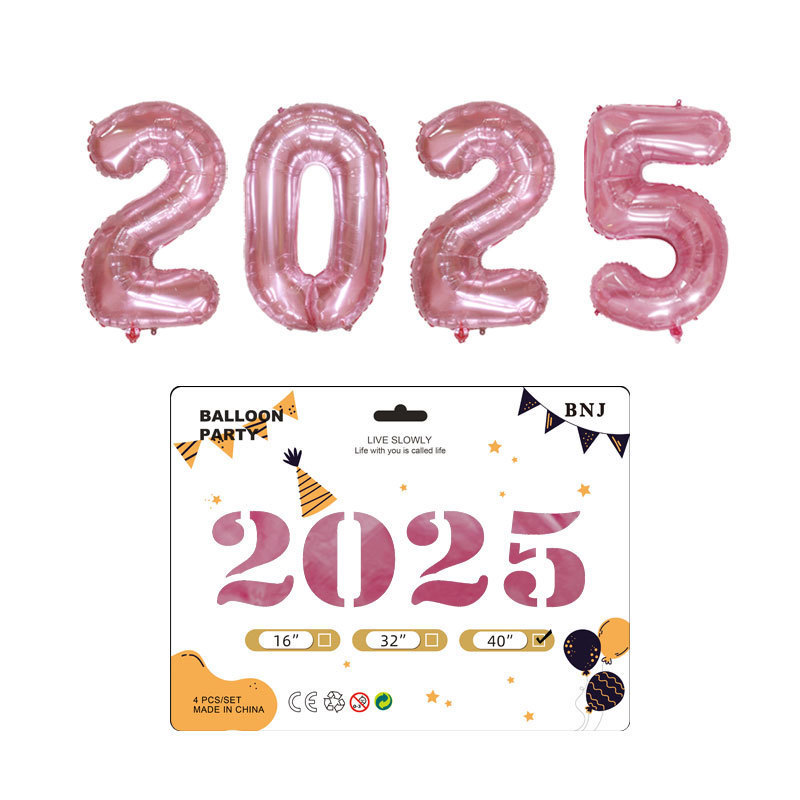 2025 Happy New Year  Giant  Foil Helium Balloon Number Balloon  Card Pack Balloon  For  Happy  New Year  Party Decoration