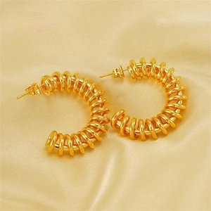 Beimai OEM 18K gold non-fading stainless steel spring earrings