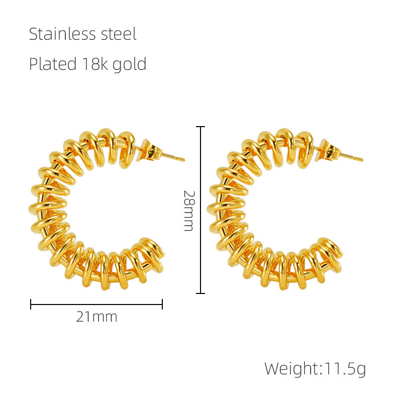 Beimai OEM 18K gold non-fading stainless steel spring earrings