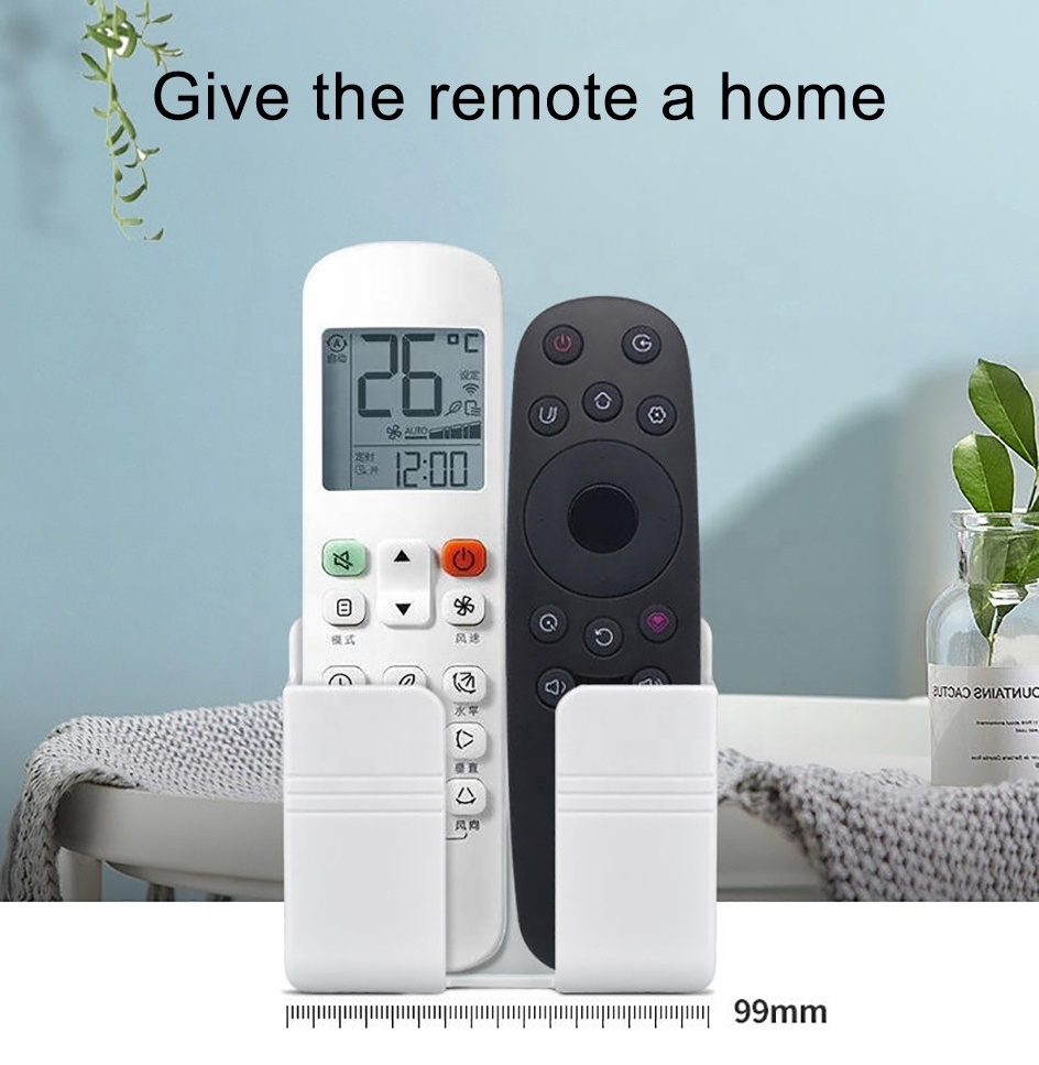 Wall Mounted Phone Holder TV Remote Control Mobile Phone Plug Holder Charging Stand Punch-free Storage Rack