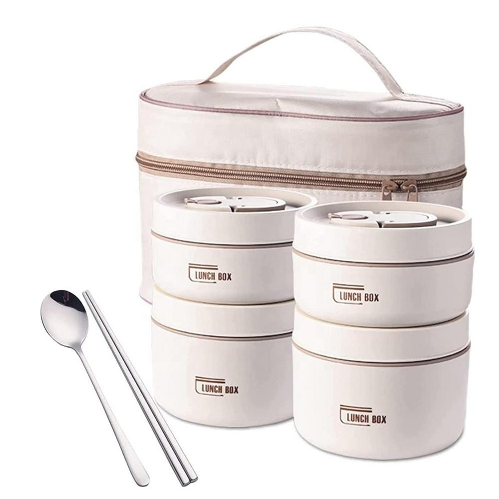 Portable Insulated Lunch Container Set Thermal Bento Box 304 Stainless steel Multi-Layer Lunch Box With Bag