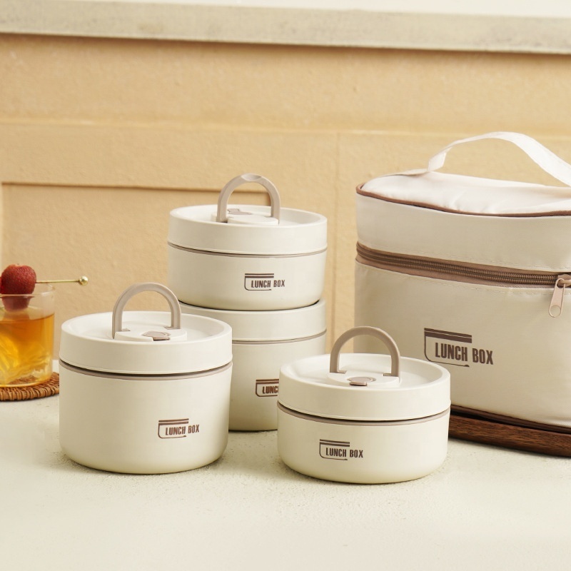 Portable Insulated Lunch Container Set Thermal Bento Box 304 Stainless steel Multi-Layer Lunch Box With Bag