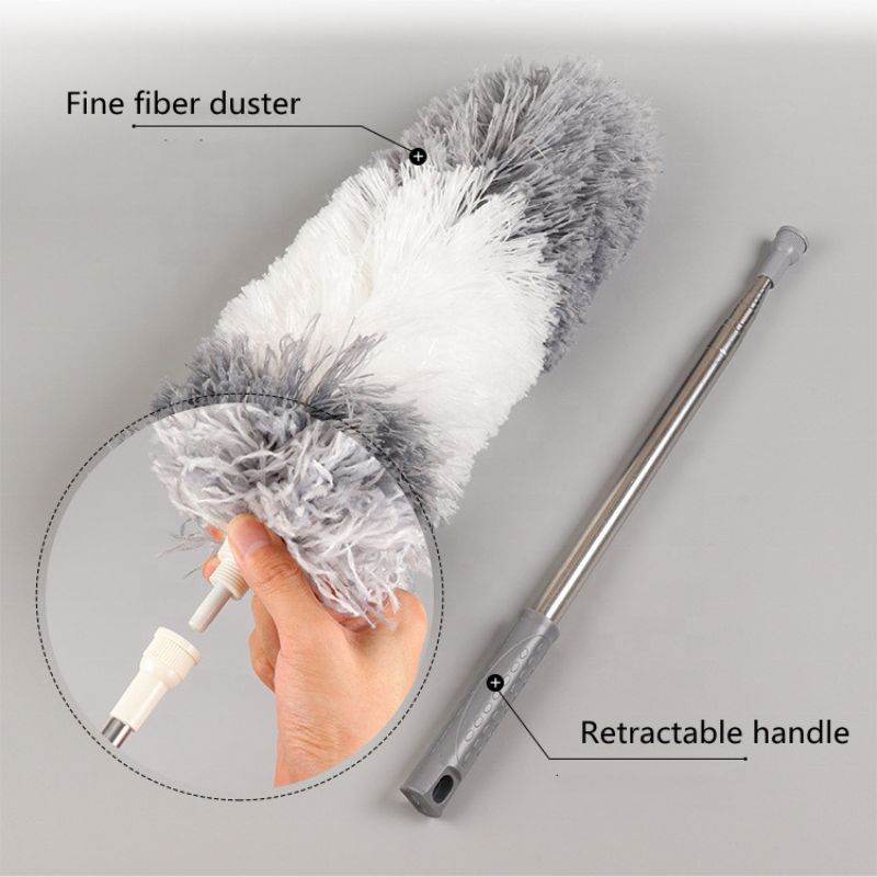 2.8M Long Retractable Microfiber Telescoping Duster Feather Duster Bendable Gap Cleaning Brushes