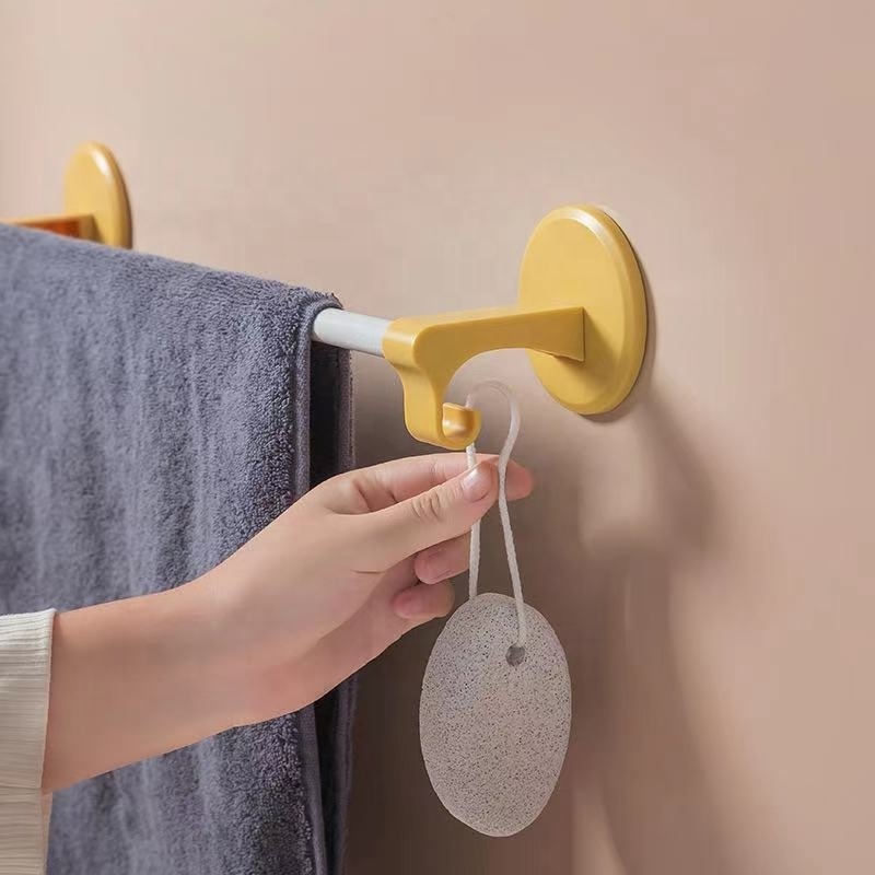 Multifunctional Towel Holder Wall Hook Suction Cup Shoe Storage Rack Towel Rail Bar Bathroom Shelf Organizer