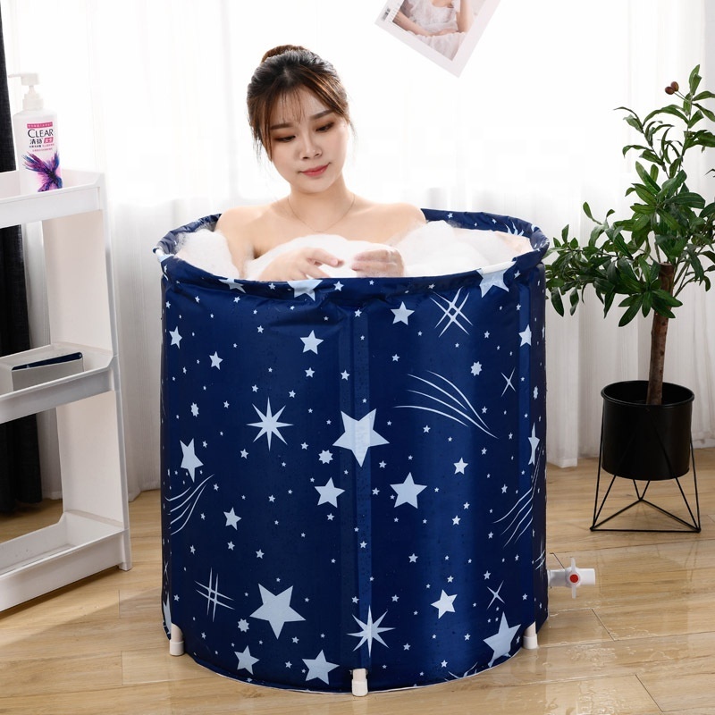 Portable PVC Bathtub Folding Bath Bucket Thicken Shower Barrel Large Adult Tub Baby Swimming Pool