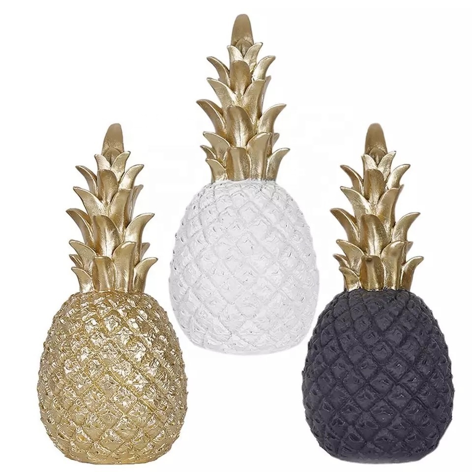 Home Decoration Accessories Pineapple Ornaments Golden Fruit Shape Resin Crafts Living Room Decor Wedding Gift