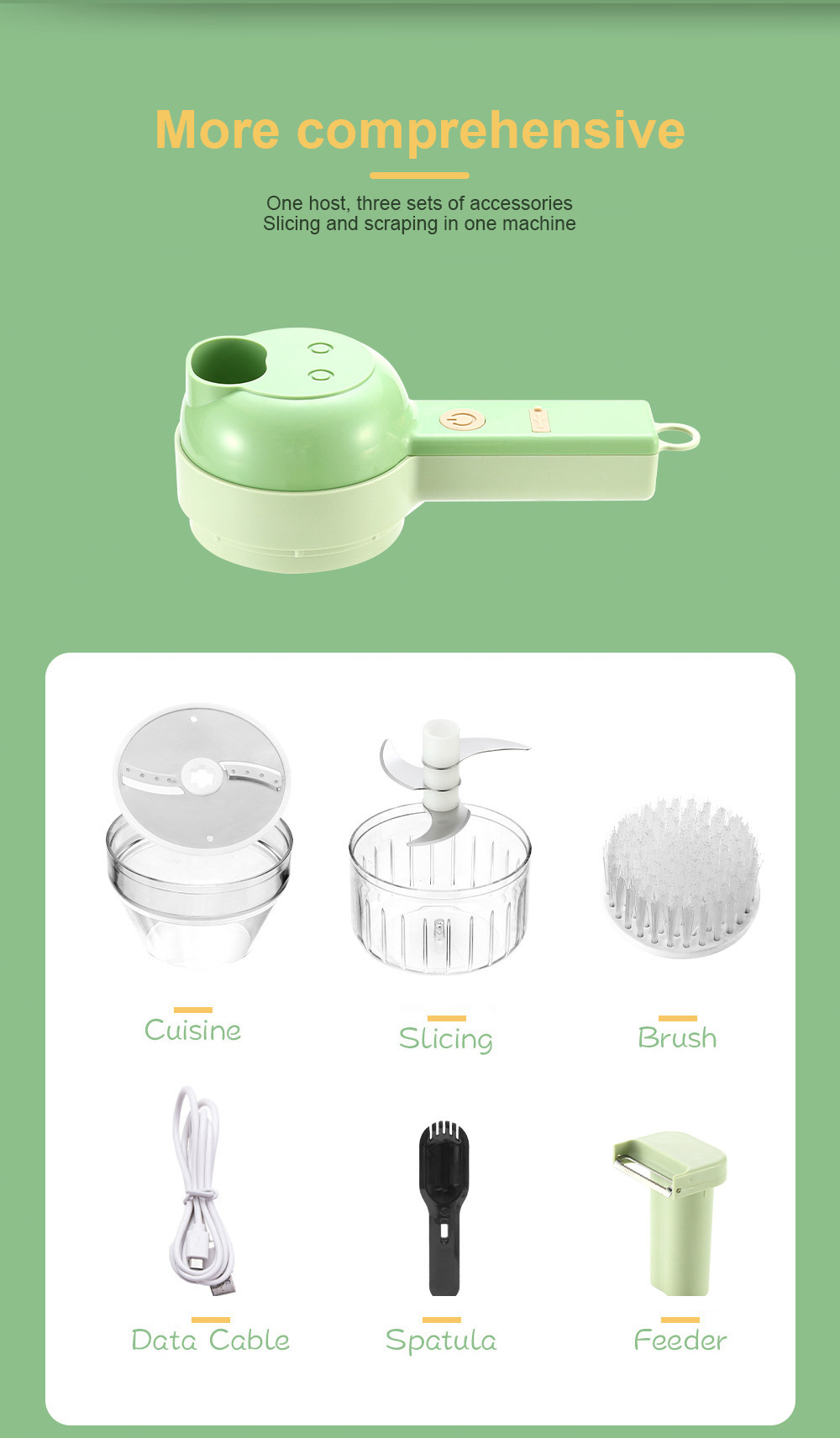 4 In 1 Multifunctional Electric Vegetable Cutter Slicer Garlic Mud Masher Wireless Electric Food Chopper