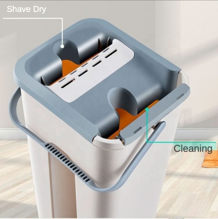 Free Hand Washing Flat Mop Bucket Bathroom Microfiber Pads 360 Rotating Magic Mop Floor Cleaning Mop