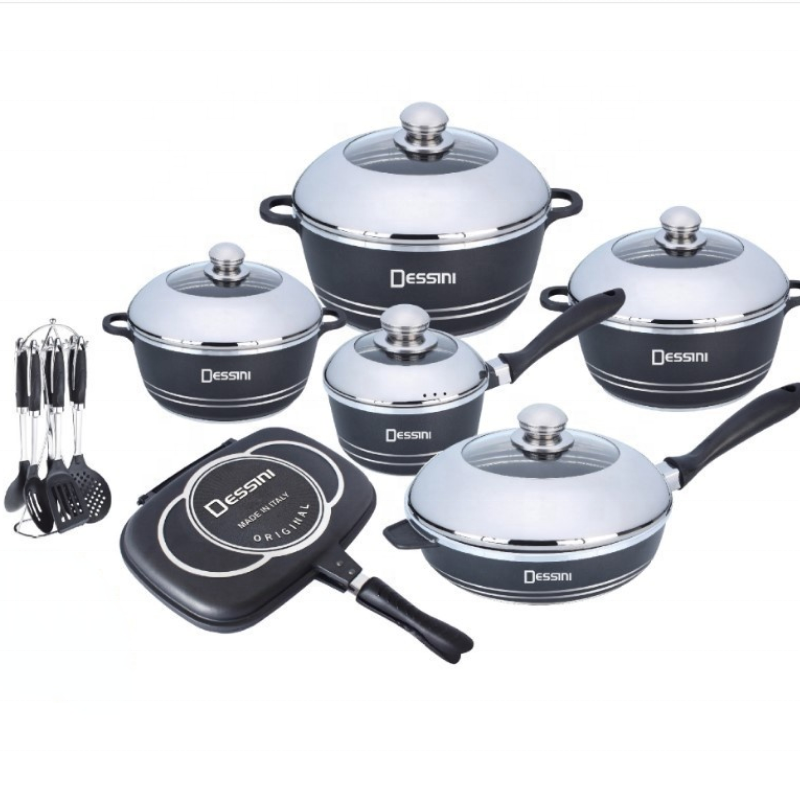 23 Pcs Nonstick Aluminum Cookware Sets Cooking Pot & Pan Sets Kitchen Utensils Saucepan Casserole Pan