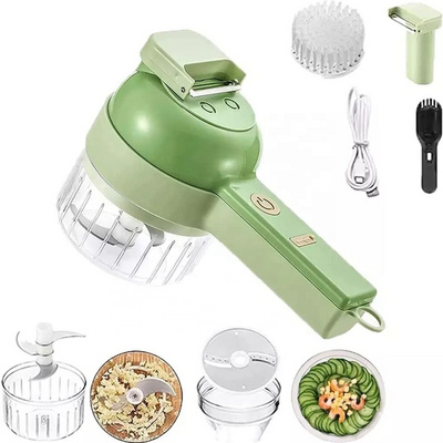 4 In 1 Multifunctional Electric Vegetable Cutter Slicer Garlic Mud Masher Wireless Electric Food Chopper