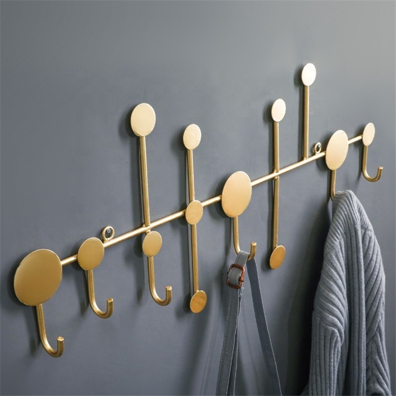 Nordic Home Decoration Black/Gold Wall Hook Door Wrought Iron Key Racks Punch-free Coat Clothes Hanger