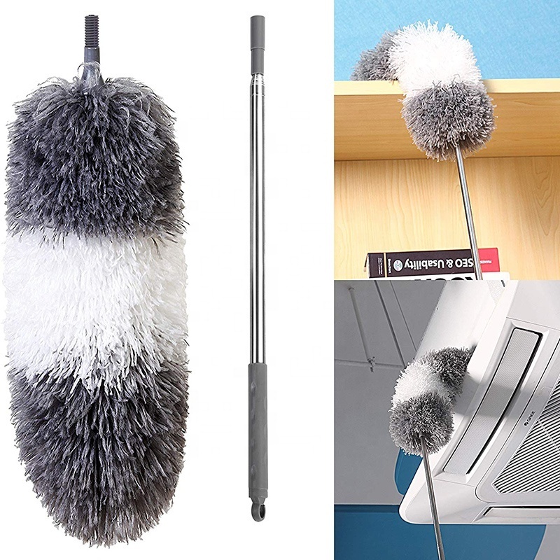 2.8M Long Retractable Microfiber Telescoping Duster Feather Duster Bendable Gap Cleaning Brushes