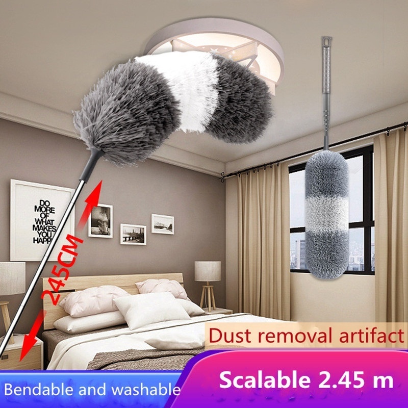 2.8M Long Retractable Microfiber Telescoping Duster Feather Duster Bendable Gap Cleaning Brushes