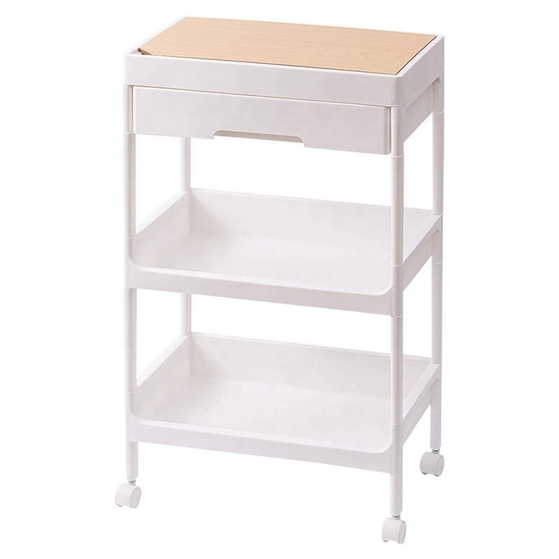 3/4 Tier Plastic Kitchen Storage Cart Trolley Rolling Utility Cart Home Storage Shelf Organizer Rack Bathroom