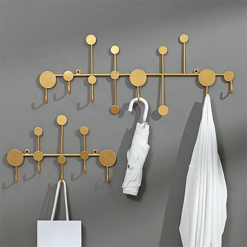 Nordic Home Decoration Black/Gold Wall Hook Door Wrought Iron Key Racks Punch-free Coat Clothes Hanger