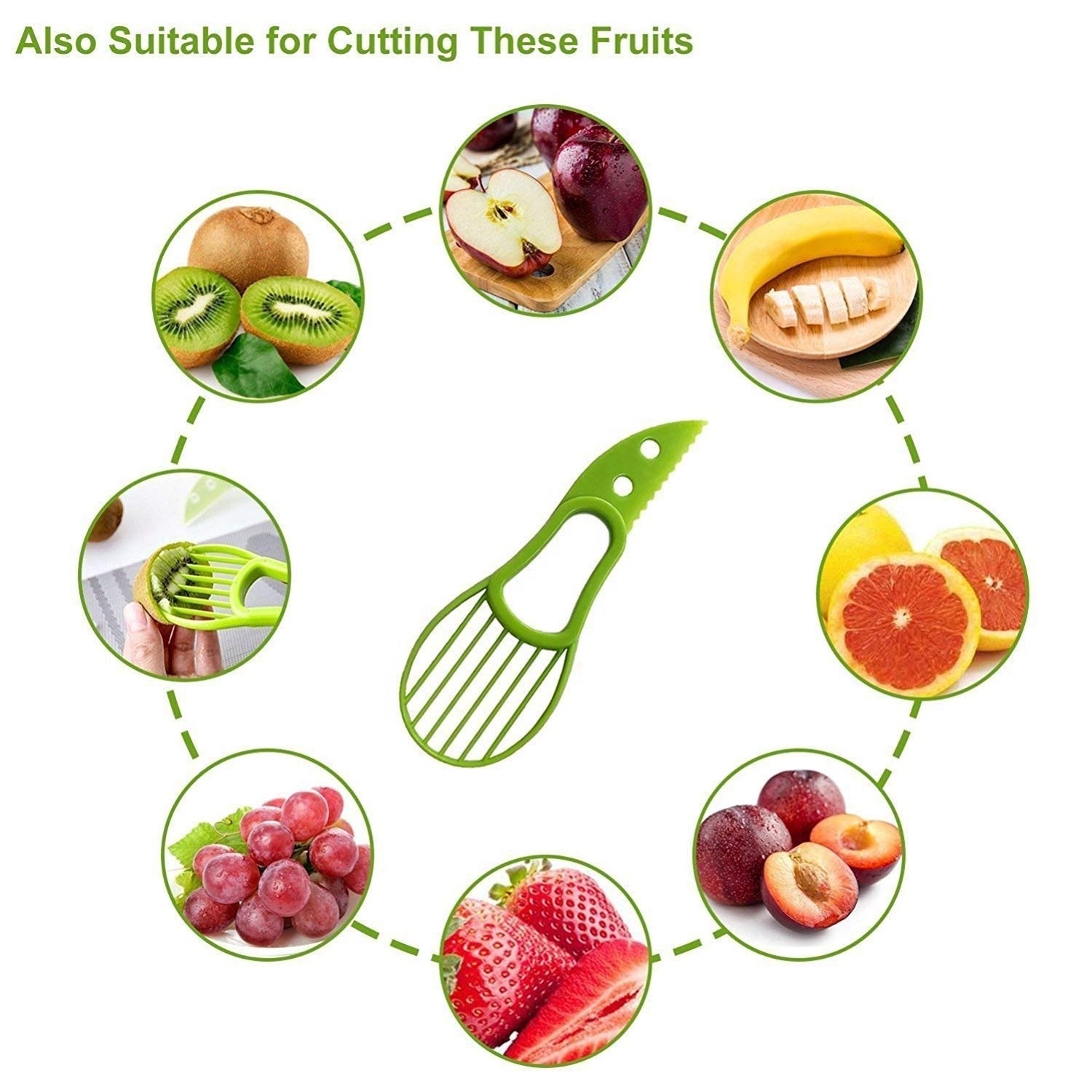 3 In 1 Avocado Slicer Shea Corer Butter Fruit Peeler Cutter Pulp Separator Plastic Knife Kitchen Tools