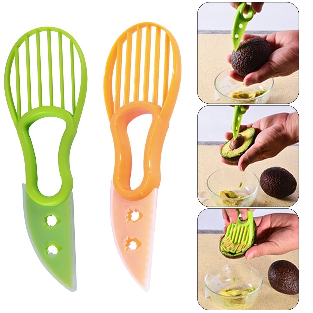 3 In 1 Avocado Slicer Shea Corer Butter Fruit Peeler Cutter Pulp Separator Plastic Knife Kitchen Tools