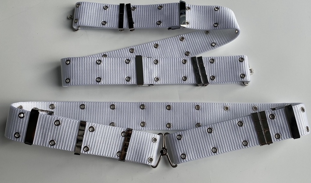 High quality White strap Belt With silver eyelets and zinc alloy buckles for Saudia Arabia country