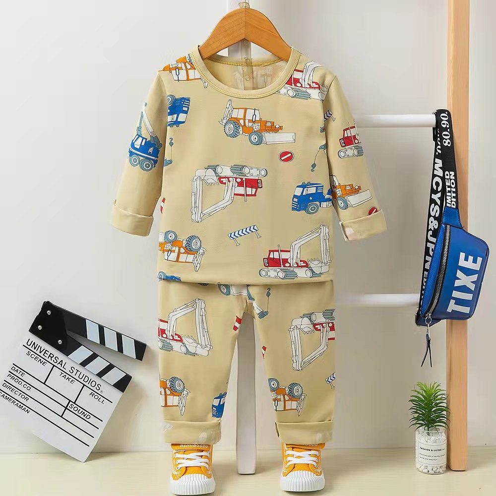 Kids Baby Pajamas Ready to Ship Girls Cartoon Casual Quantity OEM Cotton clothes set short sleeves long pants