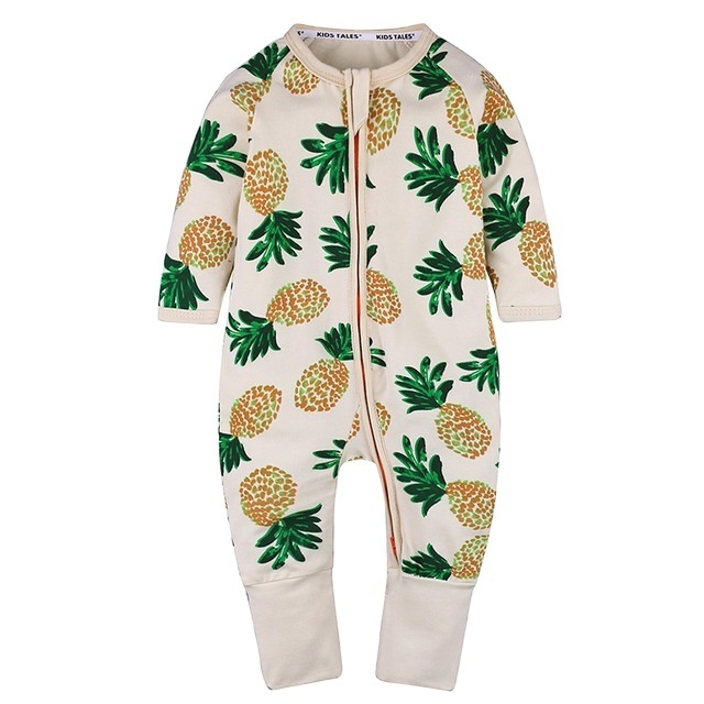 2021 New baby jumpsuit baby bamboo leaf cotton clothing jumpsuit newborn romper