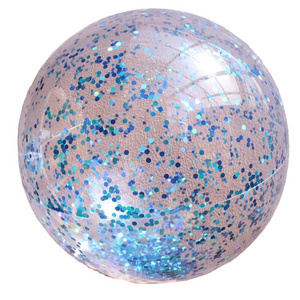 Glitter Summer Transparent Inflatable PVC Beach Ball Custom Pool Toys Confetti Beach Ball