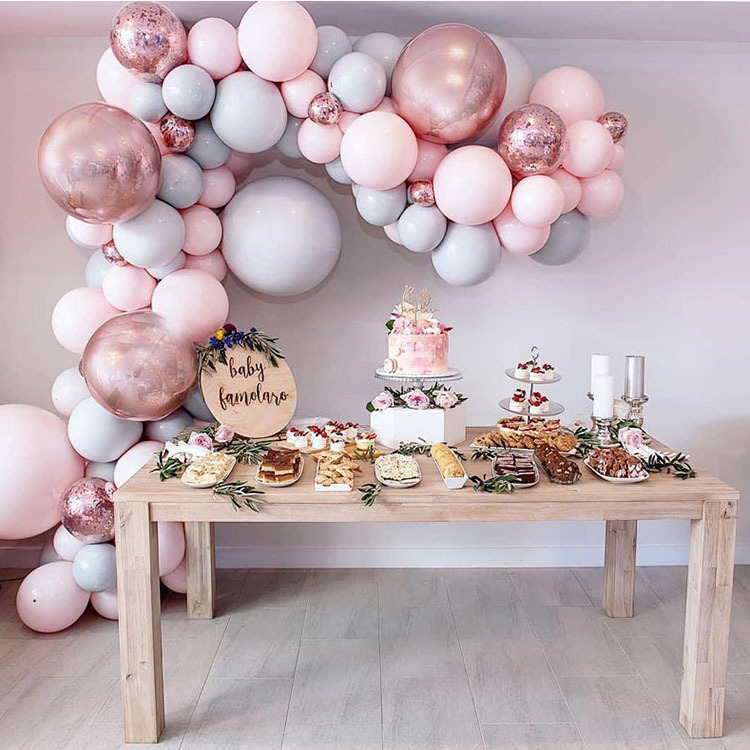 Baby Shower Birthday Party Decoration Supplies Balloon Garland Arch Kit  Pink White Gold Latex Balloons