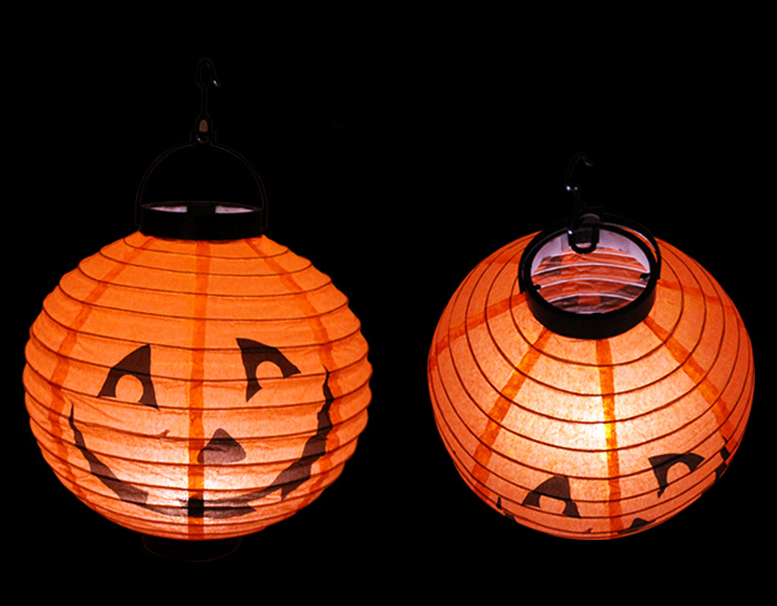 New 2023 Halloween Led Pumpkin Paper Lanterns Bat Spider Pattern Halloween Hanging Light Lantern for Party decor