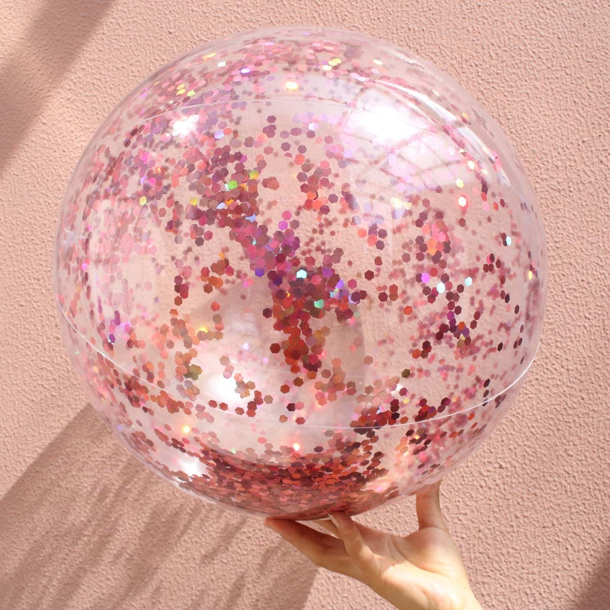 Glitter Summer Transparent Inflatable PVC Beach Ball Custom Pool Toys Confetti Beach Ball