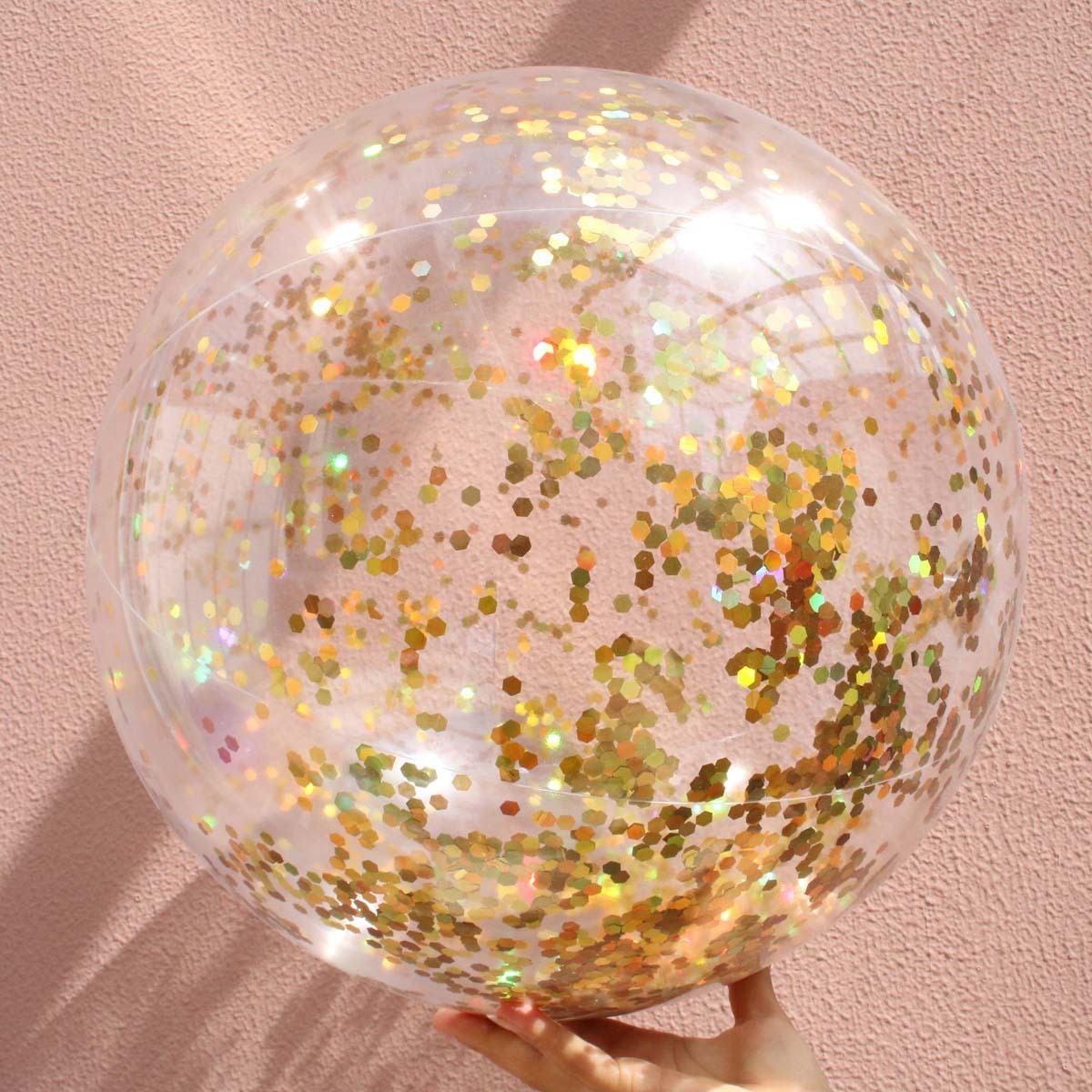 Glitter Summer Transparent Inflatable PVC Beach Ball Custom Pool Toys Confetti Beach Ball