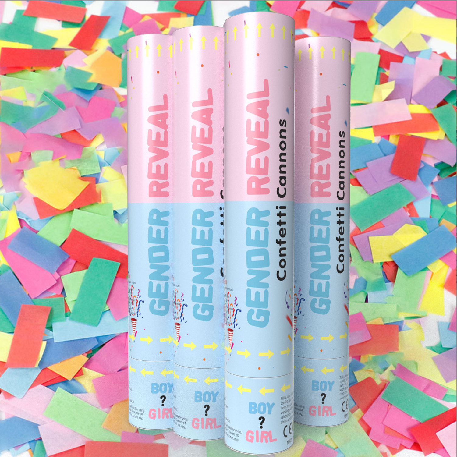 Gender Reveal Powder & Confetti Sticks Cannons Baby Shower Party Supplies Boy or Girls Gender Reveal Party Popper