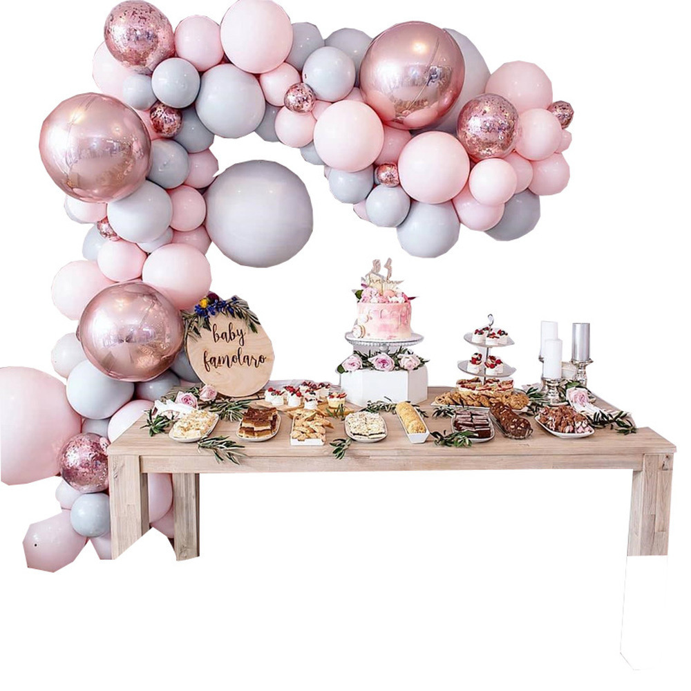 Baby Shower Birthday Party Decoration Supplies Balloon Garland Arch Kit  Pink White Gold Latex Balloons