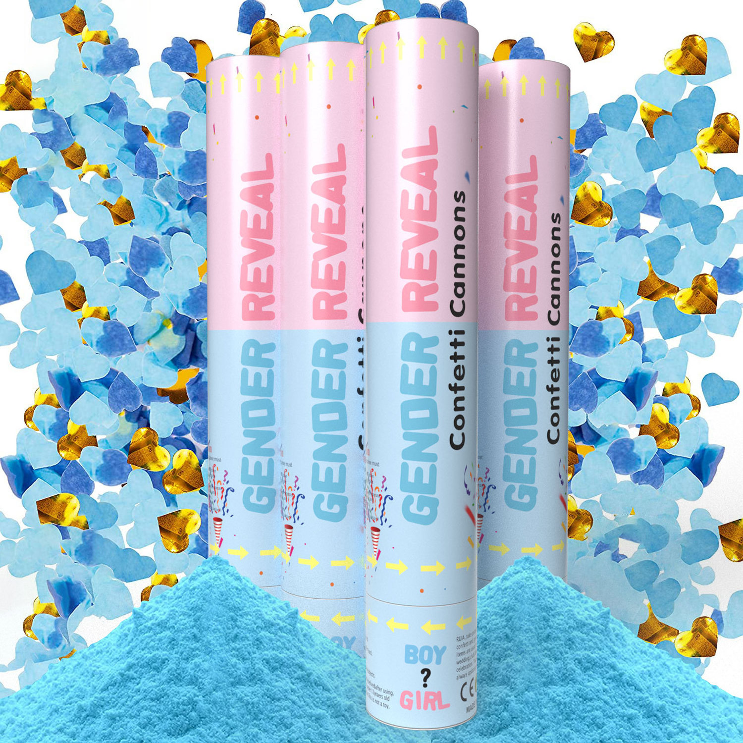 Gender Reveal Powder & Confetti Sticks Cannons Baby Shower Party Supplies Boy or Girls Gender Reveal Party Popper