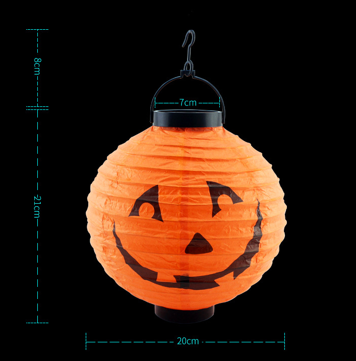 New 2023 Halloween Led Pumpkin Paper Lanterns Bat Spider Pattern Halloween Hanging Light Lantern for Party decor