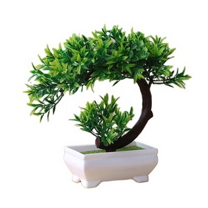 Wholesale Multi-colors Mini Artificial Bonsai Tree Plants  with Plastic Cement Pots for Home Office Decor Plastic Bonsai Tree