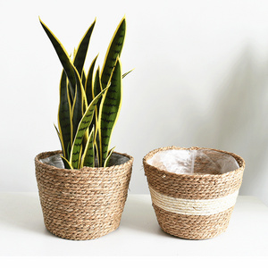 Portable Flower Basket Weaving Seaweed Pots Flower Decorative Desktop Storage Box Storage Basket