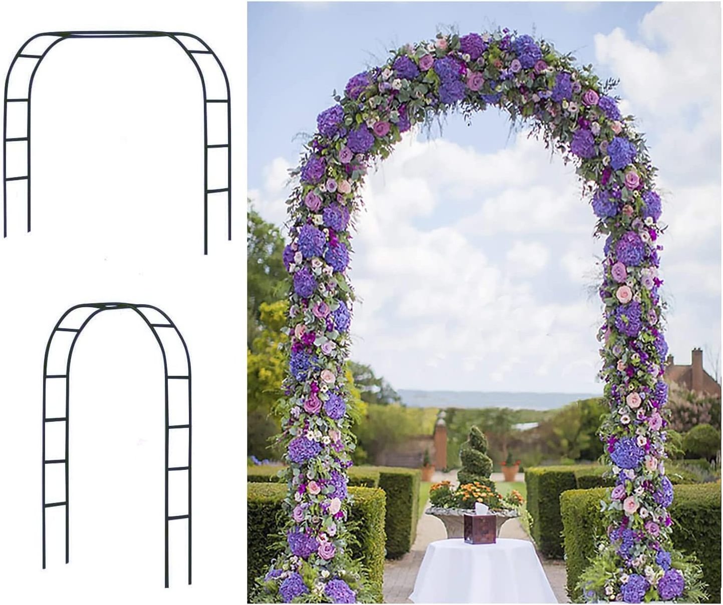 Customized Galvanized Steel Pipe Baking Paint Outdoor Romantic Wedding Balloon Arch Garden Pergola Climbing Vine Flower Rack