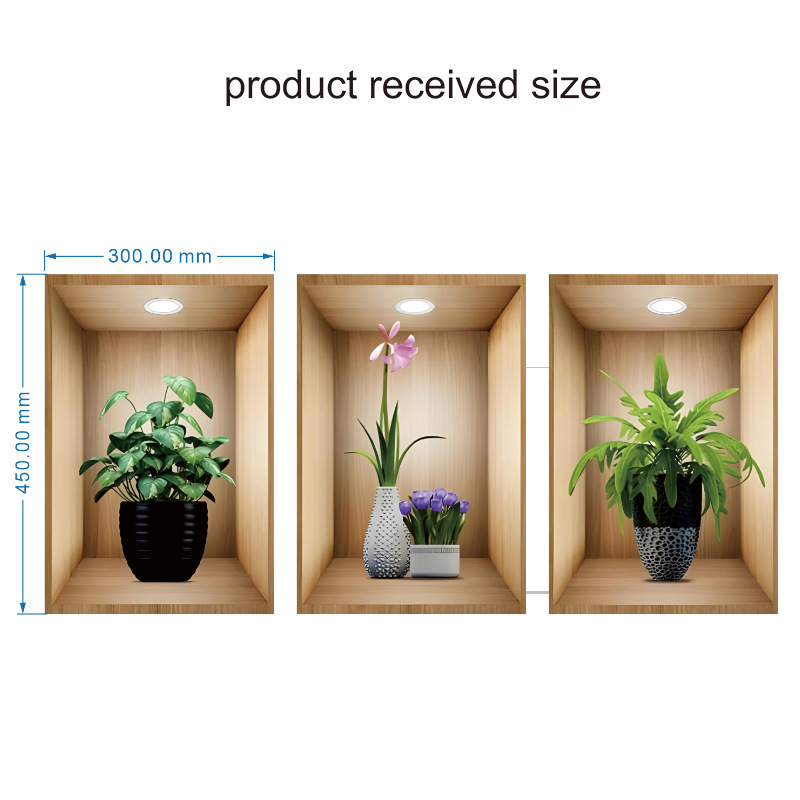 Decal For Wall Home Decor Water Proof Wall Stickers PVC 3D Artificial Plant Pot Wall Sticker