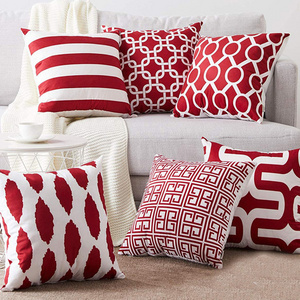 Home Decor Red White  Moroccan Geometric Single Pillow case Polyester Throw Pillow Cover 18*18 inch Cushion Cover