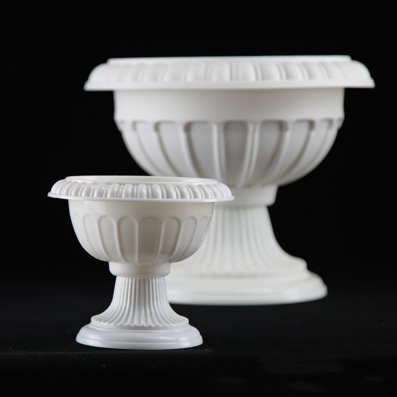 European Style Plastic Urn Planters White Wedding Party Props Flower Vase Plastic Pots  Roman Column Decor