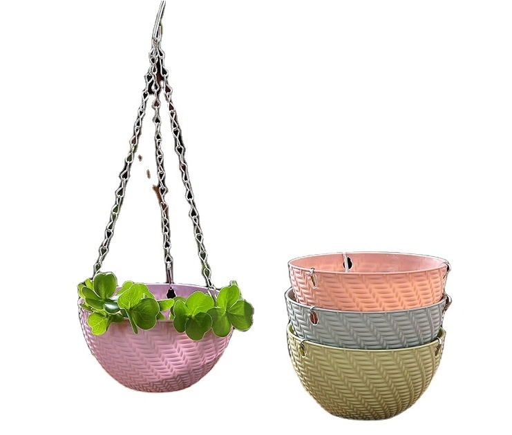 Simple Succulent Bonsai Plant Hangers For Plant Balcony Plastic Outdoor Rattan Plastic Baskets Hanging Flower Pots