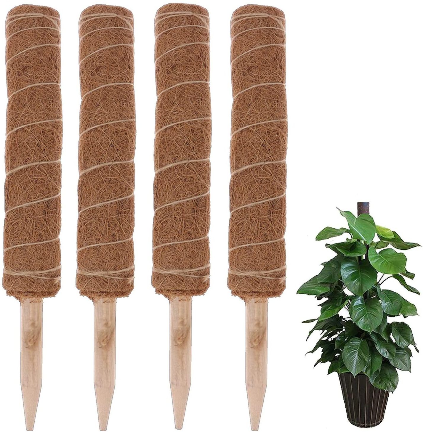 In Stock Extendable Climbing Plant Coir Totem Rod Support Gardening Coconut Palm Stick for Indoor Creepers