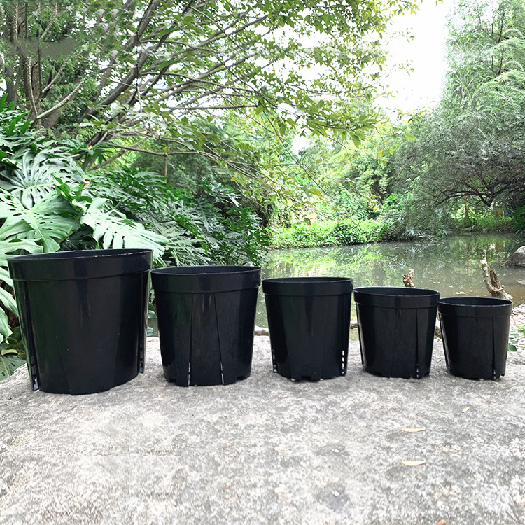 Seedling Cuttings Transplanting Gallon Durable Soft Black Flexible Plastic Flower Pots with Drainage Holes Plant Nursery Pots