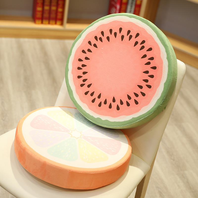 Home Decor Round 3D Digital Print  Cute Fruit Orange Lime Watermelon Couch Chair Floor Sofa Fruit Shaped Cushion