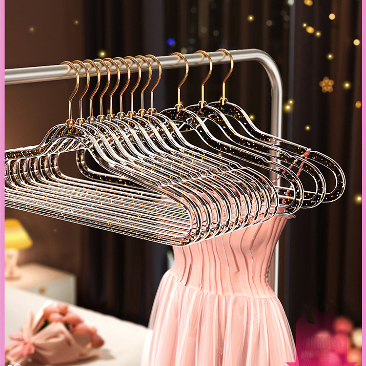 Glitter Coat Hangers Acrylic Transparent Plastic Non-slip Hangers Clothing Support Plastic Hangers For Clothes