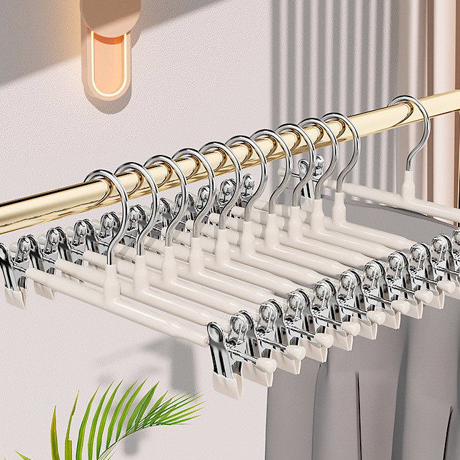 Removable Plastic Clothes Hanger With Clips Swivel Hook Non Slip Hangers For Clothes Space Saving Pants Hanger