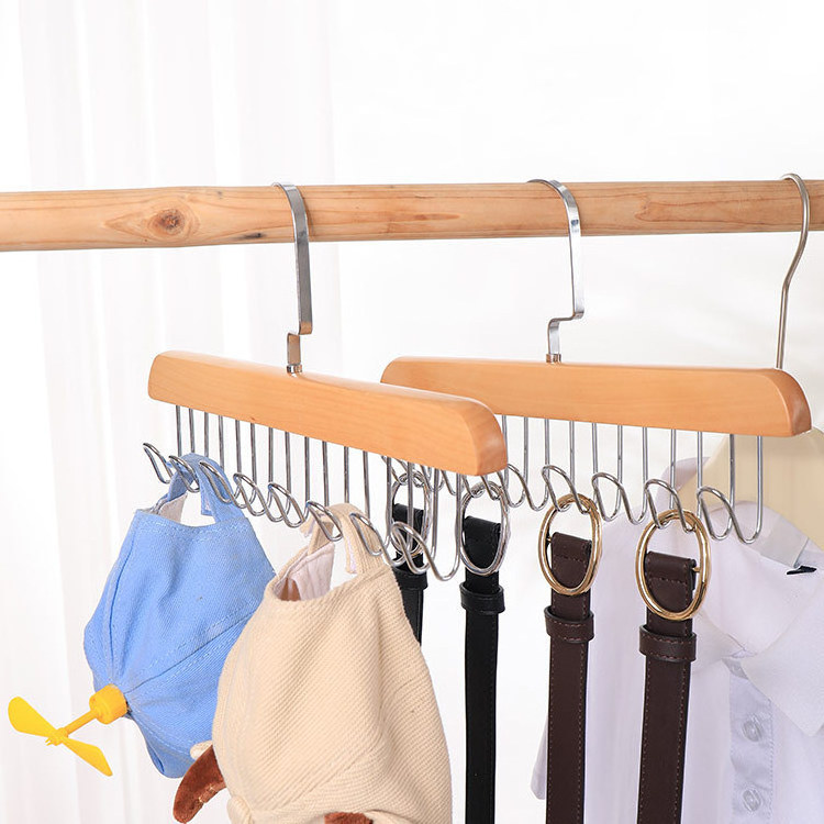 Multi-function Durable Storage Hangers For Underwear Solid Metal Wood Hanger 8 Hooks Wooden Dress Hangers