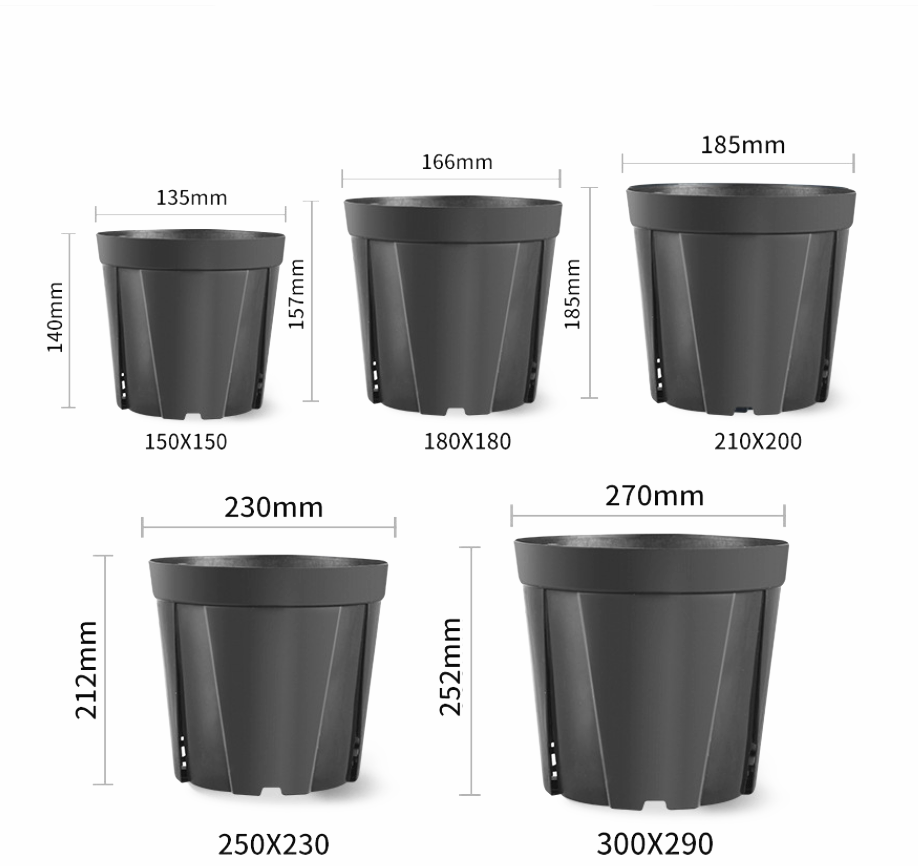 Seedling Cuttings Transplanting Gallon Durable Soft Black Flexible Plastic Flower Pots with Drainage Holes Plant Nursery Pots