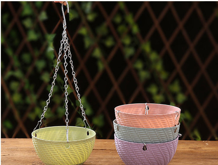 Simple Succulent Bonsai Plant Hangers For Plant Balcony Plastic Outdoor Rattan Plastic Baskets Hanging Flower Pots